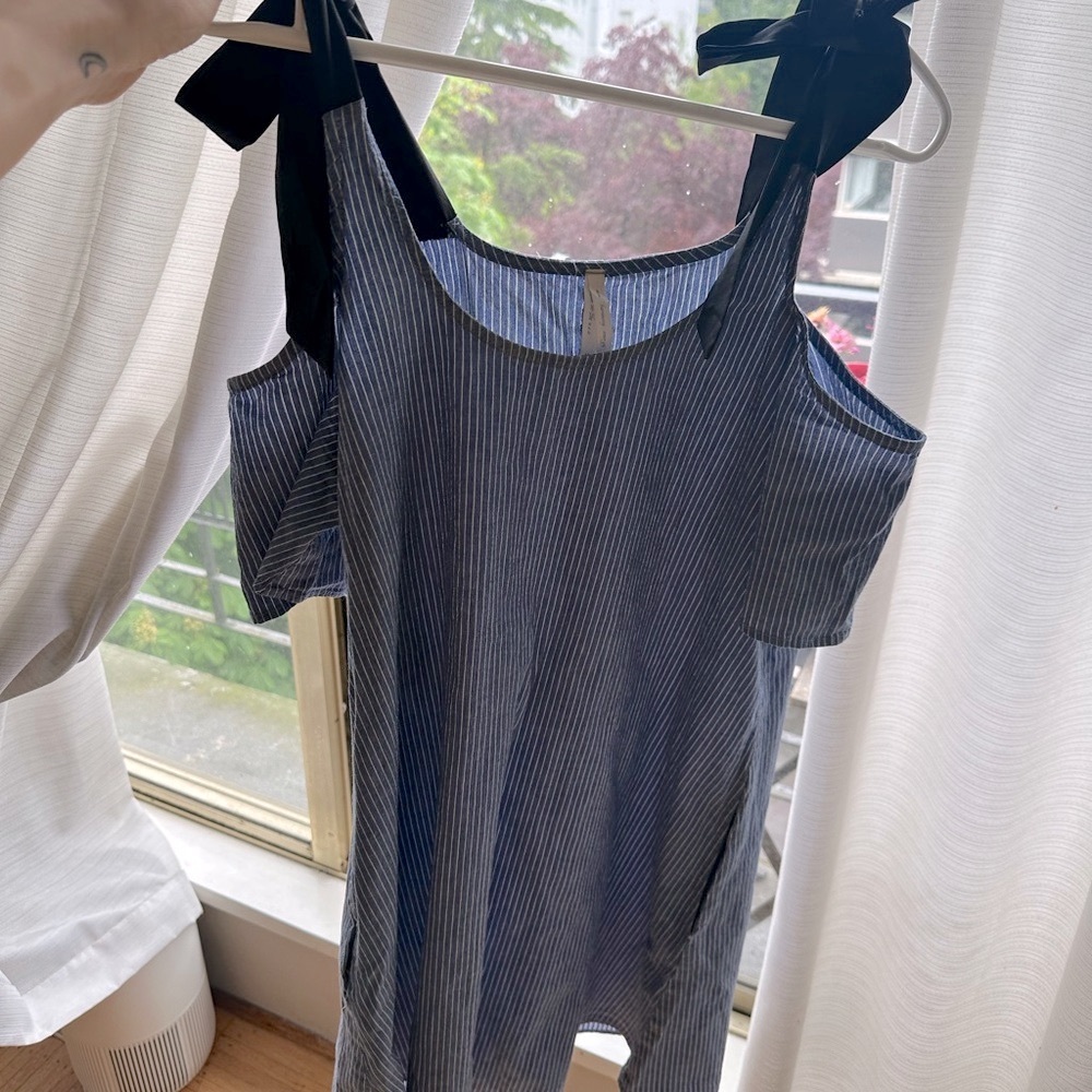SHE Blue Sleeveless Dress with tie straps